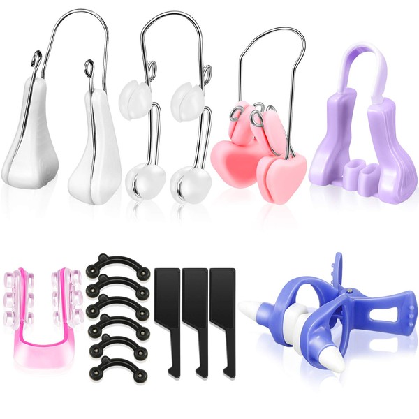 7 Pieces Nose Up Lifting Shaper Clips Set Nose Bridge Slimming Tool Silicone Nose Lifter Beauty Clip Tools for Wide Nose, Low Nose, Curved Nose, Big Nose