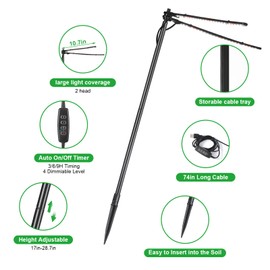 bodkar Plant Grow Lights for Indoor Plants Full Spectrum with 3/6/9H Timer & Dimming, Slim Plant Lights for Indoor Growing with 6000K White Red LEDs for Various Plants