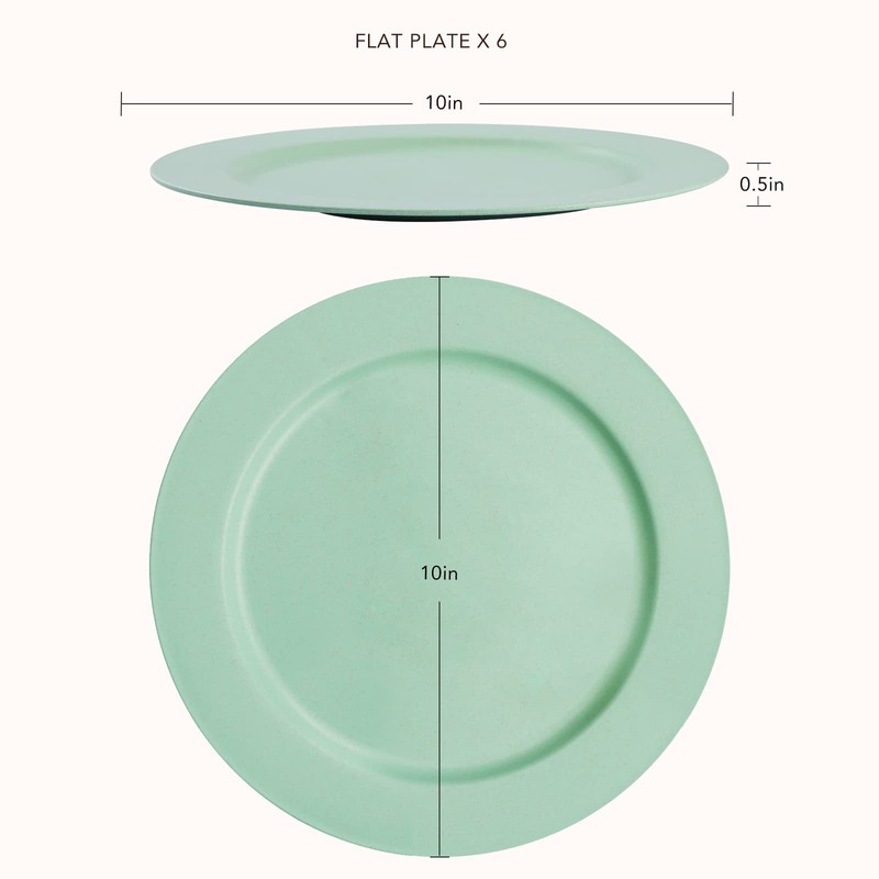 greenandlife 10inch/6pcs Dishwasher & Microwave Safe Wheat Straw Plates -
