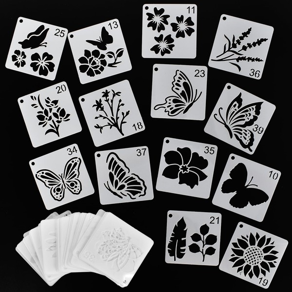 Disnace 64 Pcs Painting Stencils for Crafts, Drawing Craft Stencils