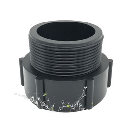 Chengshi Water Tank Accessories DN50 2 Inch S60X6 60 mm Coarse Thread to Reduce IBC Adapter 2 Inch BSP Male Thread IBC Connector for Rainwater Tank Plastic Black, 1000 Litres