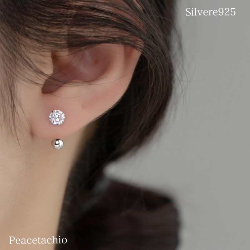 Silver 925 Earrings, 925 Silver, Screws, U-Shaped, Non-Scratch, CZ Diamond,