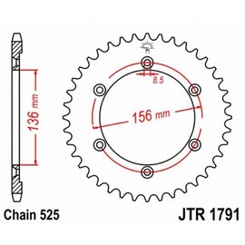 JT Sprockets JTR1791.42 42T - Piñón Trasero de Acero, Negro, 42 Dientes