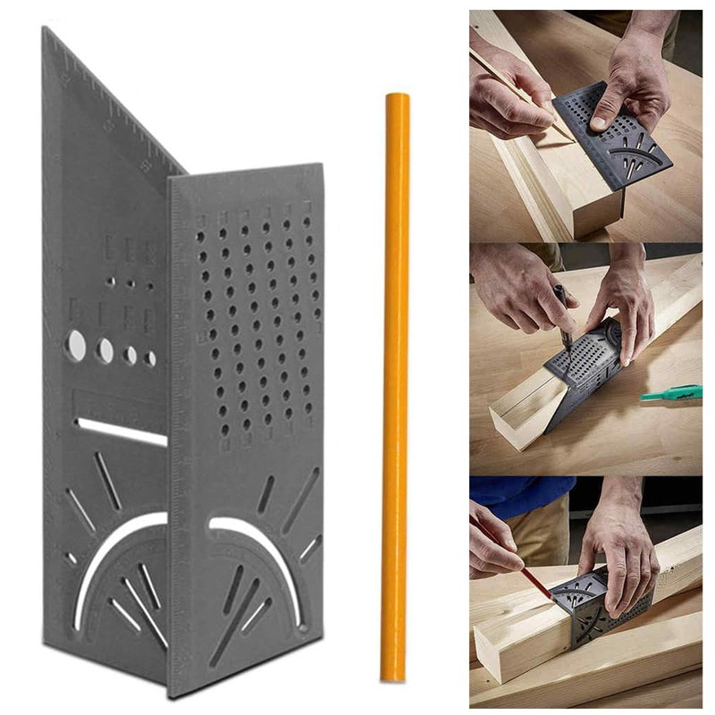 Woodworking Square Size Measure Ruler - 3D Mitre Angle Measuring