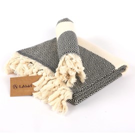 Lavisiel Beach Towel, Special Edition Set 2 Pcs. (XL+S), 100% Organic Cotton Turkish Beach Towels (40"x72"+20"x40"), Quickdry, Compact & Lightweight Towels, 60% Thicker, Softer, Absorber (Dark Blue)