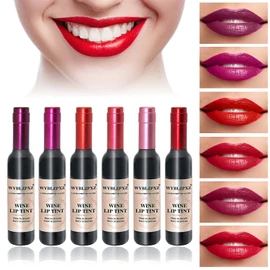 Wine Lip Tint 6 Colors,Liquid Wine Lipstick,Wine Tint Lip Stain,Matte Long Lasting Waterproof Lip Gloss Set for Creating Natural Moisturizing Lip Makeup