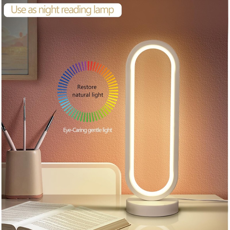 RINGSUN USB Bedside Lamp, 32cm 3-Color Dimmable LED Night Light,