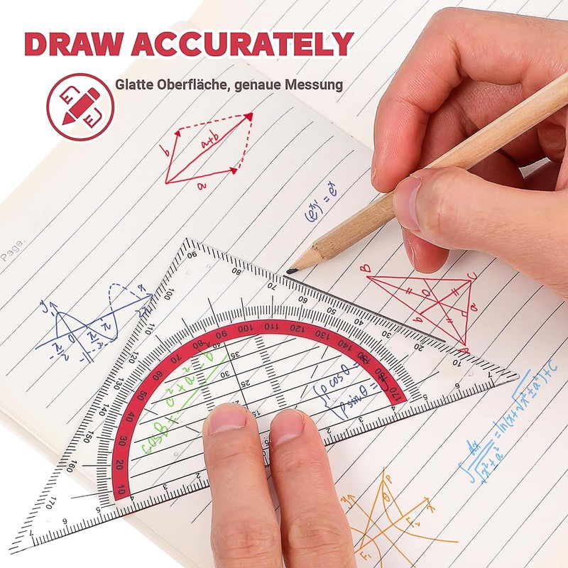 Geometry Triangle, Set of 4 Set Square Primary School, 180