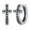Viking Hoop Earrings 925 Sterling Silver Norse Viking Black Cross