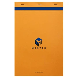 Clairefontaine Calligraphe Master 10714C Writing Pad / Notepad Stapled at the Top A4+ 21 x 31.8 cm 50 Sheets Squared 70 g Ideal for Meetings and Quick Notes Orange Pack of 1