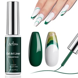 AUBSS Nail Art Polish 8ml Gel Liner Nail Polish, Emerald Green Gel Nail Polish Dark Green Colors French Gel Polish UV Gel Paint Build in Thin Brush Easy DIY for Women Nails Design Lovers