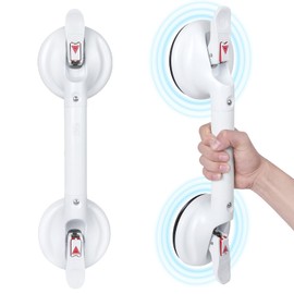 HEINSY 17inch Suction Shower Grab Bar, Portable Shower Handle Bar Suction Grip Bar Bathtub Handle with Strong Hold Suction Cup Fitting and Rapid Release for Bathroom(Max Capacity :253lb）