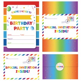 Birthday Invitations, 20 Pack Kids Party Invitations for Boys Girls Party Supplies Folding Envelope Design Invites Card with Stickers