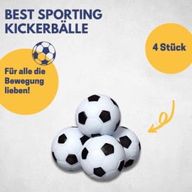 Best Sporting Kickerbälle I Tischkicker-Ersatzbälle 36 mm I 4 hochwertige Kickertisch-Bälle im Set I Tischfussball Profi Bälle im klassischen weiß schwarzen Design I Ersatzbälle Set