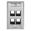 Leviton 43081-1L4 4-Port Angled Stainless Steel QuickPort Single Gang Wallplate
