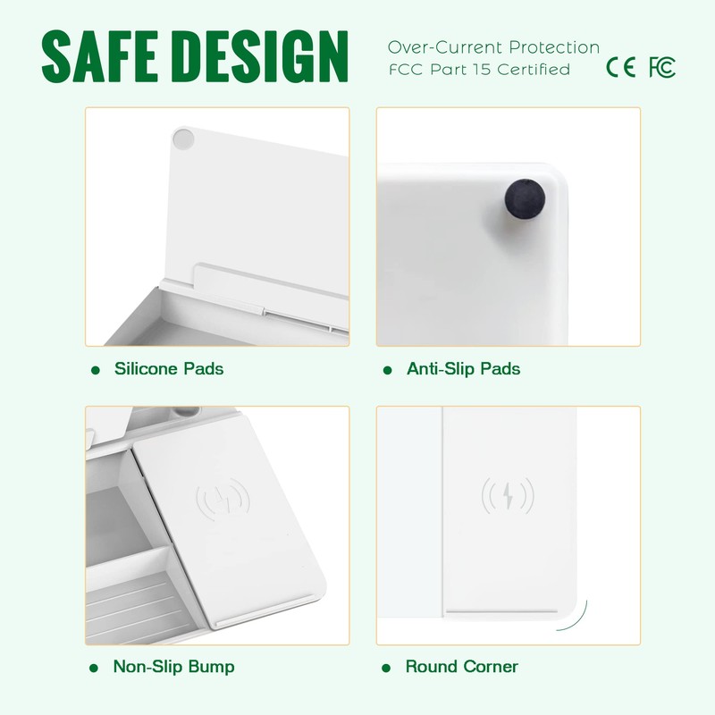 SELEAD Desktop Glass Whiteboard with Wireless Charger Station, Dry Erase