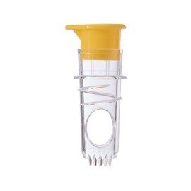 FUSAYUKI Yellow Manual Citrus Juicer with Filter and Spout, Screw-Top Hand Press for Lemon Orange Drinks