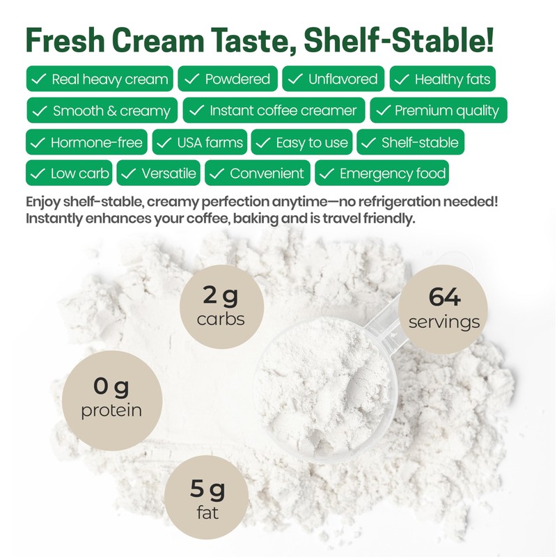 Z Natural Foods Heavy Cream Powder - Nutrient-Dense, Delicious Powdered