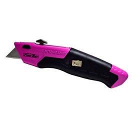 The Original Pink Box Auto-Loading Utility Knife, Pink | 3-Position Retractable Box Cutter with 5 Pre-loaded Blades