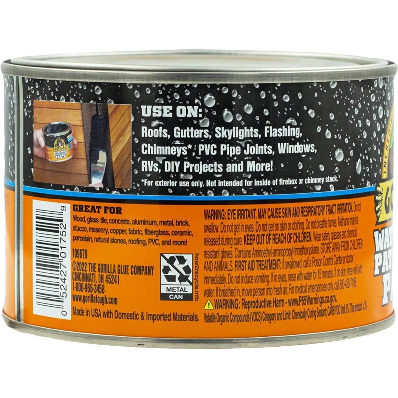 Gorilla Waterproof Patch & Seal Rubberized Sealant Paste, Black, 1