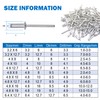 BESTYCHAO 100pcs 6.4mm x 12.7mm Large Aluminium Blind Rivet, Open