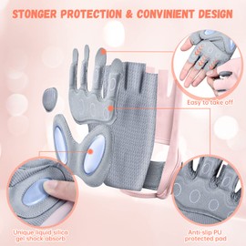 UTEBIT Weight Lifting Gloves Women, Wheelchair Gloves, Ladies Gym Gloves,With Wrist Support Rubber Padded Full Palm Protection, Breathable Pink Cycling Gloves For Training, Exercise, Fitness
