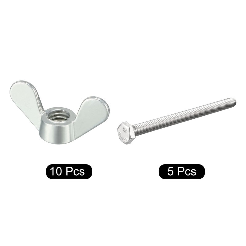 sourcing map M6 Wing Nuts Butterfly Nut Silver Tone 10pcs