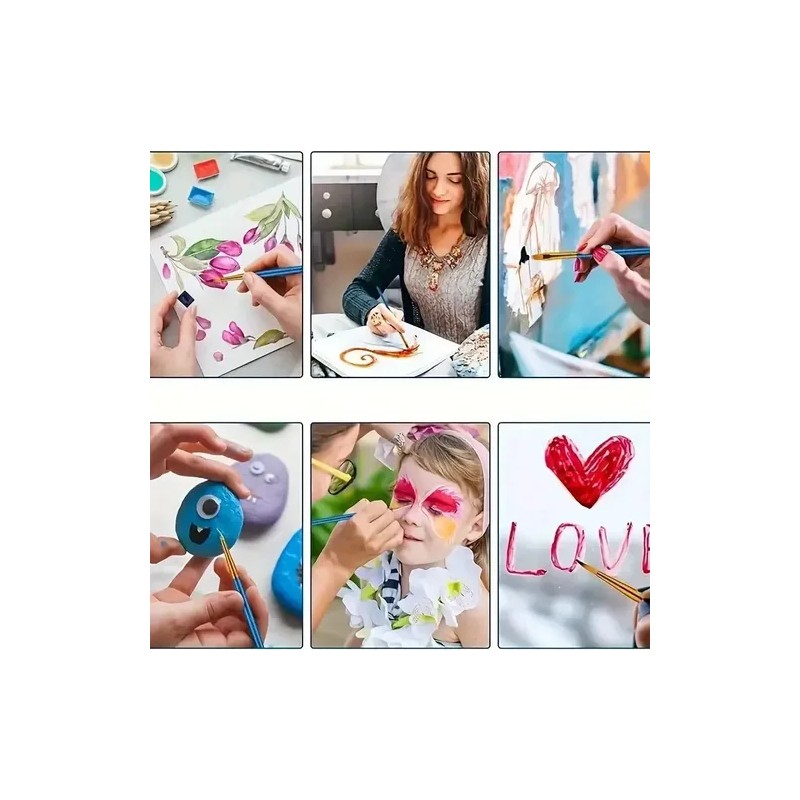 Set 50 Pinceles Para Acrílicas Gouache Acuarela Oleo Dibujo Cerdas
