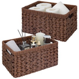 GRANNY SAYS Wicker Storage Baskets for Shelves, Wicker Baskets for Organizing, Waterproof Woven Basket for Pantry, Rectangle Basket for Shlef, Brown, 2-Pack