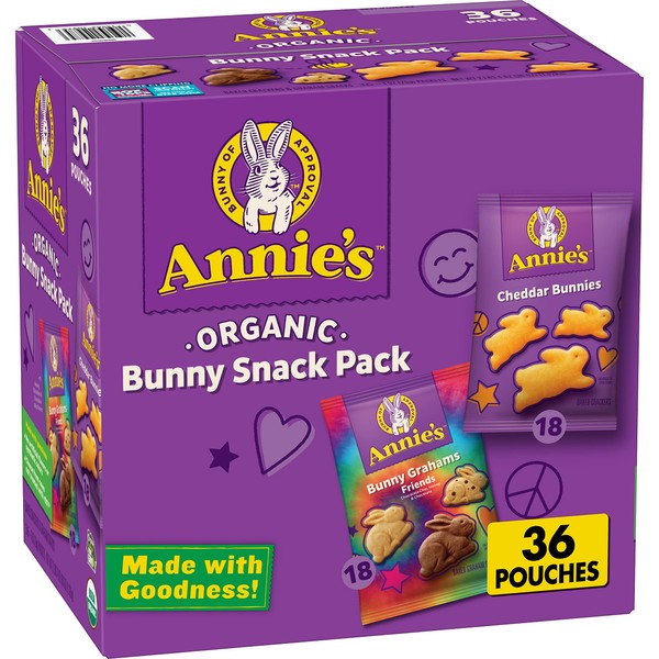 Annie’s Organic, Snack Variety Pack, Cheddar Bunnies and Bunny Grahams,