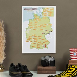 Scratch Poster Germany Map Football Stadiums - Perfect Football Gift - Bundesliga - Maps International - 30 (W) x 42 (H) cm