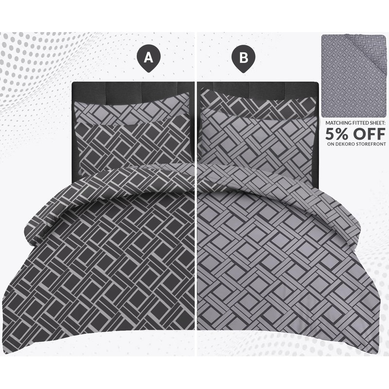 DEKORO Double Duvet Set - Premium Microfibre Double Bedding Set