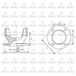 Mako 2-2-1399 Driveshaft Flange Yoke 4x.453 on 4.250BC - 3.125F pilot - 1330 Series