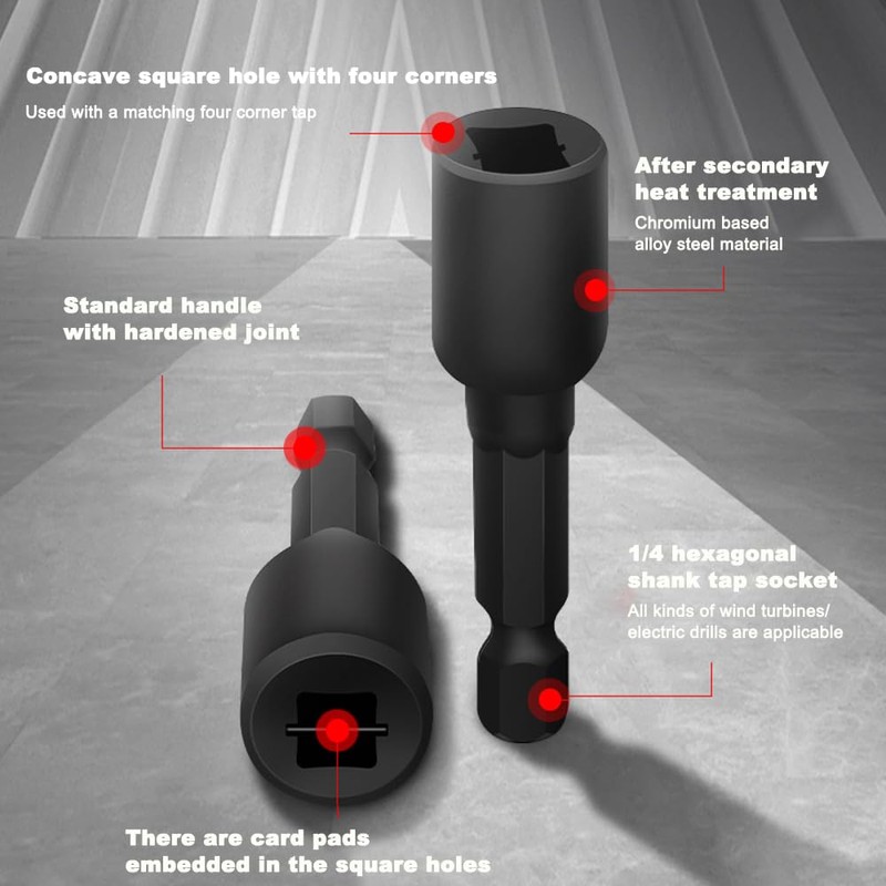 Casenly Pack of 8 M4-M16 Tap Socket Adapter, 1/4 Inch