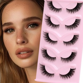 EMEDA Cat Eye Lashes 3D False Eyelashes Wispy Lashes Natural Look 13mm L Curl Lash Extension effect Thick Fox Eye Lashes 5 Pairs Faux lashes (Fox eye 31)