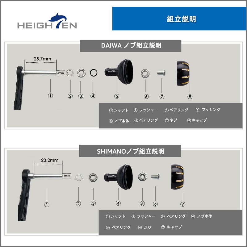 HEIGHTEN 1.4 inches (35 mm) Power Reel Handle Knob for