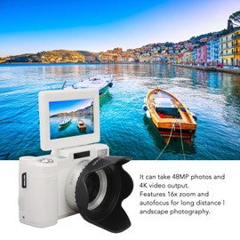 Smart Digital Camera, FHD 4K 48MP Vlogging Camera with 3 Inch Flip Screen, Anti-shake Auto Focus Face Beautifying Function, 16X Zoom Compact Camera for Teens