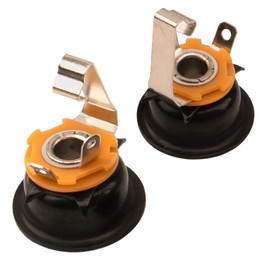 TUOREN 1/4" Electric Guitar Stereo Output Socket Jack Plate Compatible with Fender Telecaster Electric Bass Ukulele Guitar Jack Output Plate Accessories 2Pcs (Black)