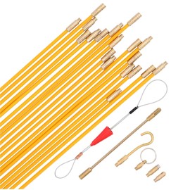 Taxutor 25FT Fiberglass Running Electrical Wire Cable Pulling Fish Tape Kit with 5 Different Attachments and Fish Tape Tool in a Carrying Case