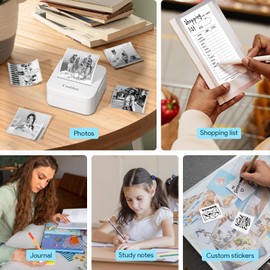 Cooljun Mini Printer Maker D1 Thermal Printer, Portable Bluetooth Phone Printer, Small Instant Pocket Printer, for School Notes, Anatomy Picture, Children DIY, Journal (White)