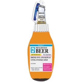 Funny Beer Bottle Cooler with Opener – Prescription Pill Bottle Design Neoprene Cooler Sleeve for 12 oz Bottles – Nurse Gifts, Gag Gift for Men, Novelty Beer Accessories