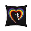 Cool Roller Skating Skate Girl Rainbow Heart Throw Pillow