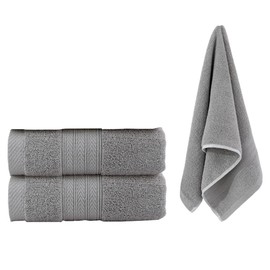 2 Pcs Cotton Bath Towels Set - Soft Skin-Friendly Quick-Drying - for Facial Cleansing (Gray+Gray)