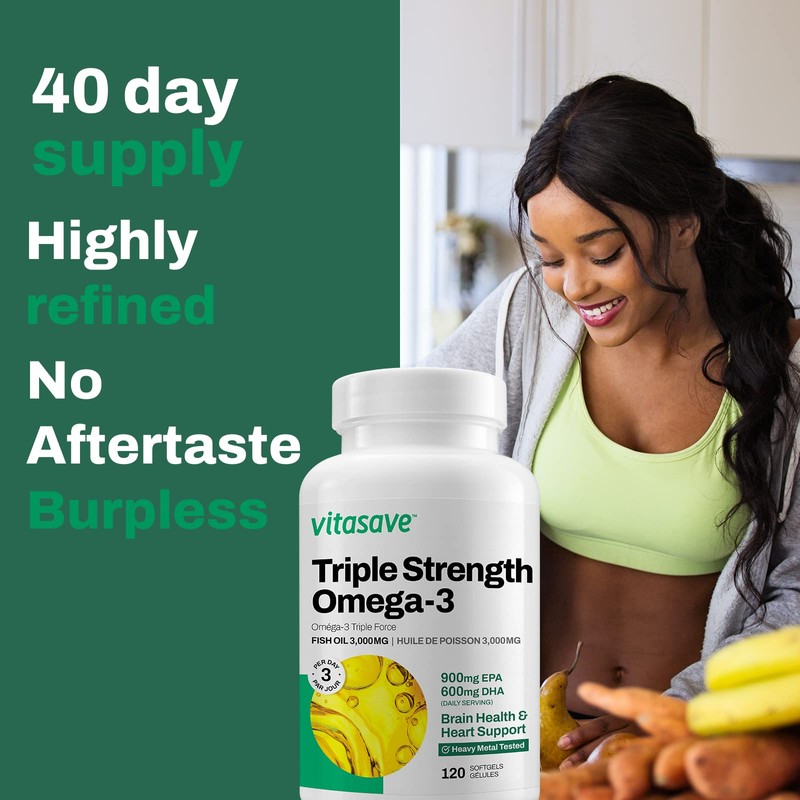 Vitasave Omega-3 Fish Oil Supplement [120 Softgels] - High Potency
