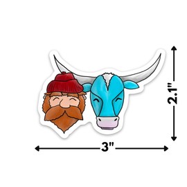 Paul Bunyan and Babe the Blue Ox - Sticker, 3" Vinyl Sticker, Water Proof, Fade Proof, Laptop Sticker, Water Bottle Sticker