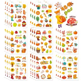 OTAITY Hello Fall Stickers 484 PCS Autumn Stickers for Kids Thanksgiving Maple Leaves Stickers Fall Stickers DIY Envelopes Thanksgiving Theme Party Supplies