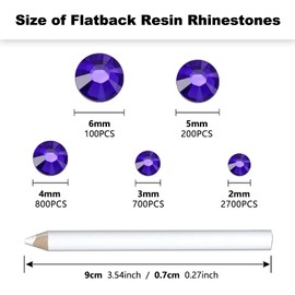 Briskbloom 4500PCS Resin Flatback Rhinestone, 2mm 3mm 4mm 5mm 6mm Purple Violet Flatback Rhinestones for Tumblers, Nails Art, Mugs, Bottles, Craft Decoration, Loose Bling Glitter Gem Stone