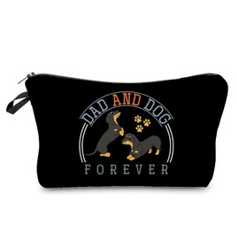 Livel lhood Dachshund Dog Makeup Bag Cute Small Organizer Bag Toiletry Zipper Pouch Dad And Dog Forever Cosmetic Bag Puppy Gifts for Dachshund Dad Dog Lovers Friends