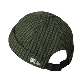 CLAPE Checkered Brimless Hats for Men, Lightweight Quick Dry Docker Fisherman Cap Vintage Unique Rolled Cuff Harbour Hat