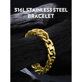 Bandmax Mens 18K Gold Plated 17MM Thick Cuban Chain Bracelet Chunky Link Wristband, Gift for Lovers -9"